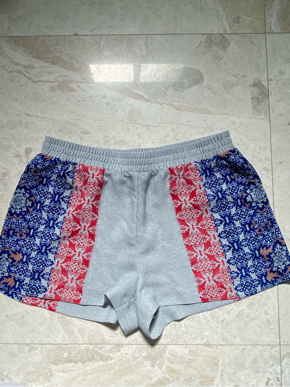 BCBGMaxAzria Shorts with Blue and Red Floral Panels